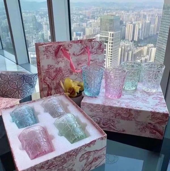 2026 Vintage luxury diamond lattice crystal glass cup glass designer with rattan lattice pattern high-end whiskey fashion Borosilicate home water cup tea cup 4 color