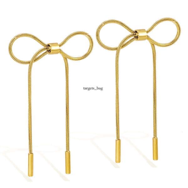 Moissanite Jewelry INS-style niche for women 925 Sterling Silver 18K Gold simple and versatile elegant tassel bow titanium steel earrings