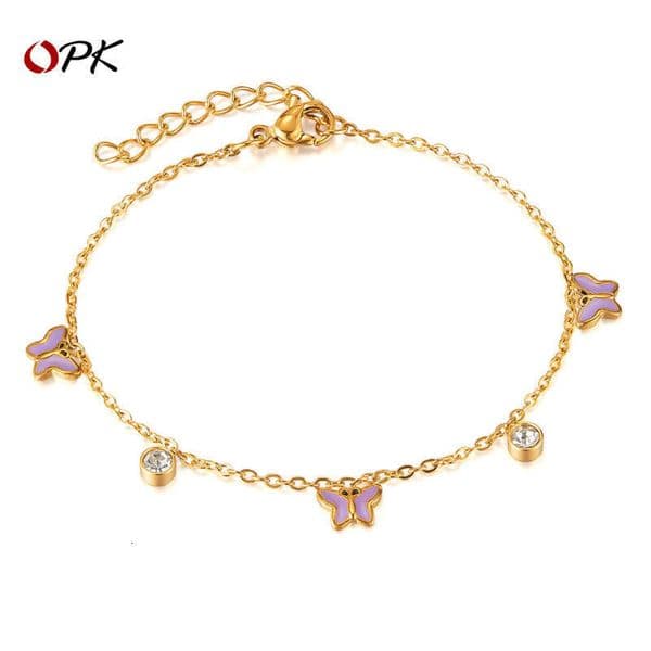 Special offer free shipping personalized and stylish OL commuter style 925 Sterling Silver 18K Gold bracelet with diamond-encrusted butterfly design for women