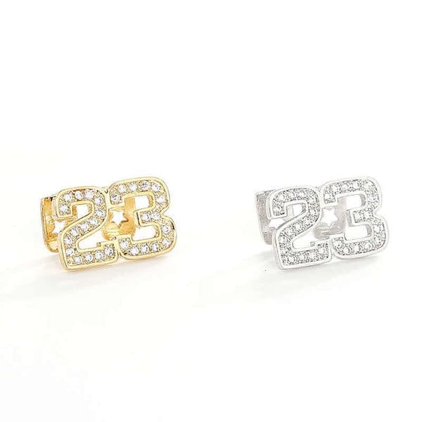 Fashion Jewelry supply micro-inlaid Moissanite with two numbers Jordan 23 Hip Hop trendy personalized braces