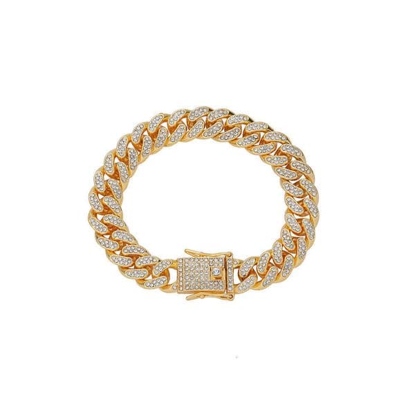 12mm Cuban bracelet Jewelry Hip Hop jewelry wholesale new trendy dragon beard chain alloy full-diamond bracelet