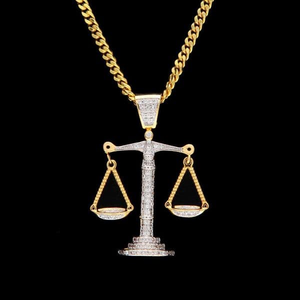 Hip-Hop Ice with VVS moissanite Trend Brand High-Quality Two-Tone Inlaid Moissanite Pure silver Pendant Libra Necklace Street Dance Accessories