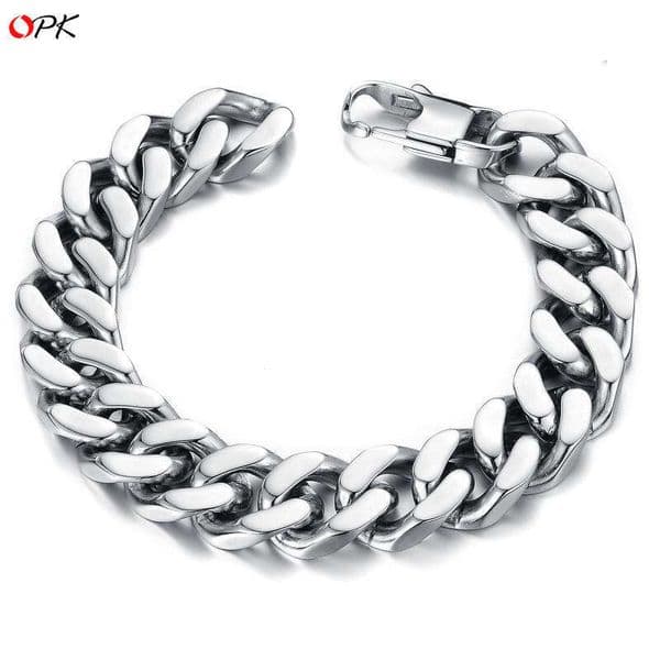Wholesale Source Retro Men's Titanium Cuban Chain Bracelet Fashion Trend 925 Sterling Silver 18K Gold Jewelry