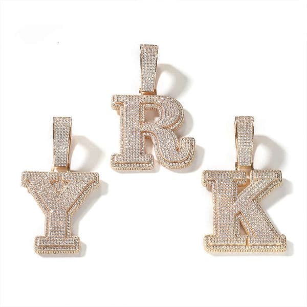 26 Letters Necklace Hip Hop Ice with VVS moissanite Personality Diamond-Encrusted Men's Pendant Niche Couple Jewelry Wholesale