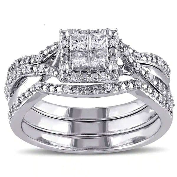 new rings Jewelry style diamond main stone wedding engagement ring for women Silver inlaid Moissanite couple's set rings