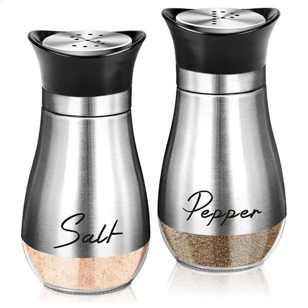 Factory Sale Salt and Pepper Shakers Set Glass Bottom with Stainless Steel Lid for Kitchen Cooking Table Bulk Quantity 260316