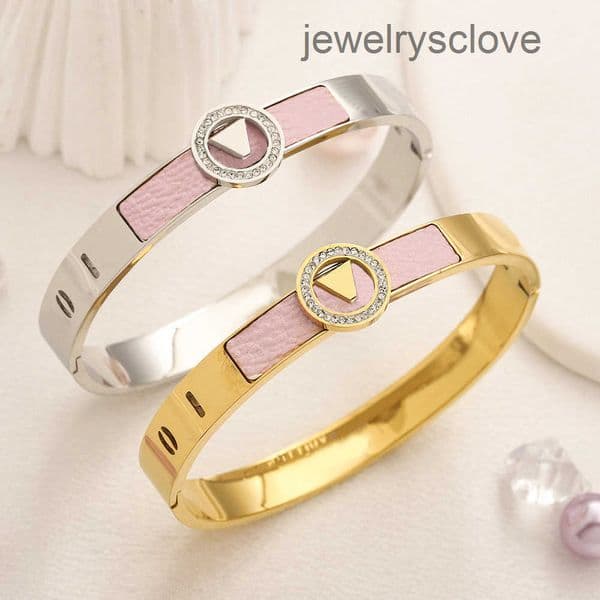 Bracelets Charm Pink Designer Bangle 18K Gold Plated Stainless Steel No Fade Diamond Bracelet Luxury Love Gift Jewelry Wedding Travel Designer Bangle