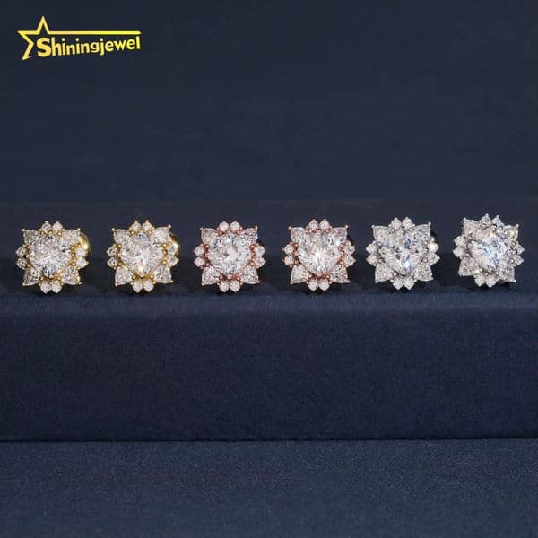 Hip Hop Fine Jewelry Screw Back Cushion Cut 925 Sterling Silver VVS Earrings Moissanite with Certificate