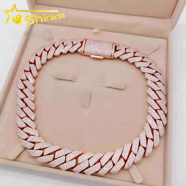 Custom VVS Moissanite Hip Hop Iced Out Fine Jewelry High Quality Diamond 22MM 925 Sterling Silver Cuban Link Chain Necklace