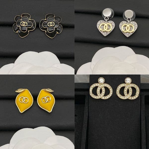 Earrings Designer For Women Gold Brass Copper Stamp Letter Stud Lemon Fashion Elegance Flower Designer Wedding Party Luxury Jewelry Accessories