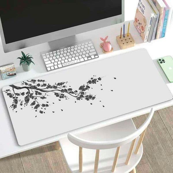 Japanese Style Pink Sakura Mouse Pad Black White XXL Gaming Office Mats Large Desk Mat Torii Art Rugs Laptop Gamer Table Cushion 26L0323