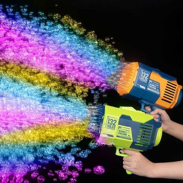 132Hole Rocket Luminous Bubble Gun Gatling Electric Soap Bubble hine Childrens Small Toys Autatic Blower With Light Gifts K260323