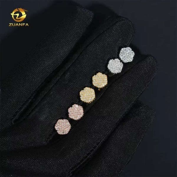 Fine 925 Sterling Silver Iced Out Jewelry Diamond Stud VVS Moissanite Earrings