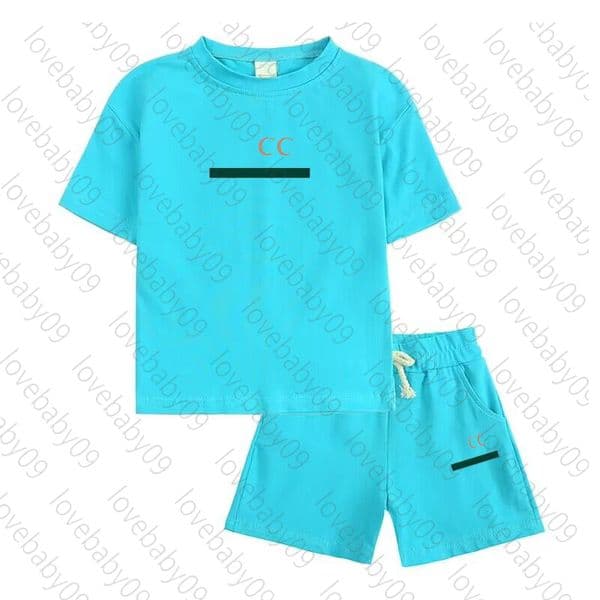 Children's Cotton Sports Set Short-Sleeved Top and Shorts Fitness Wear for Basketball Letter Printed Football Training Gym Clothing 2-piece