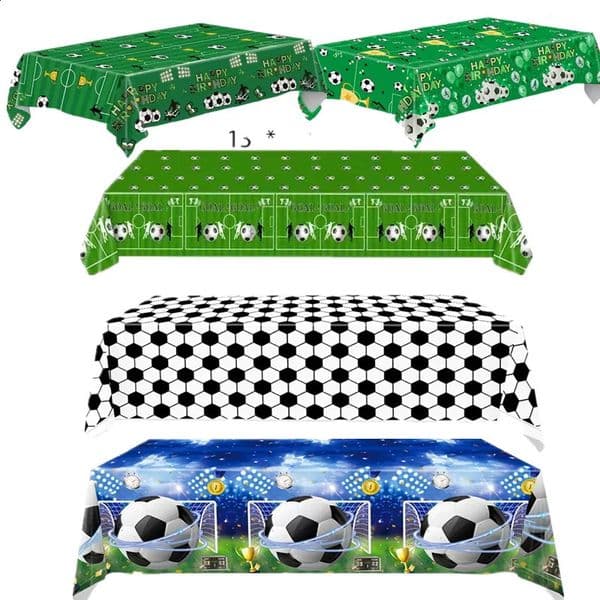 1pcs Soccer Themed Green Disposable Tablecloth Football Field Striped Boys Birthday Party Single Outdoor Event 260323