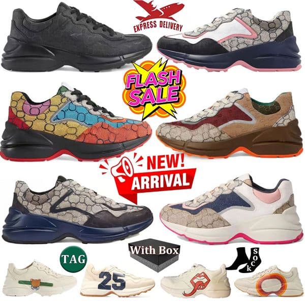 Newest Rhyton Running Shoes for Men Women shoes Designer sneakers Casual Shoes unisex top quality White Classic Green University Red Sports shoe with box