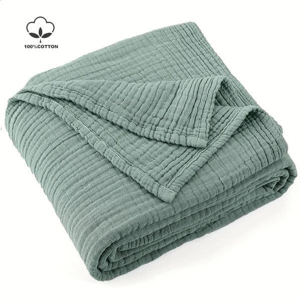 Battilo 100 Cotton Muslin Throw Blanket for Sofa 6 Layer Breathable Lightweight Boho Throws for Couch Bed Large Summer Blankets 260318BJ