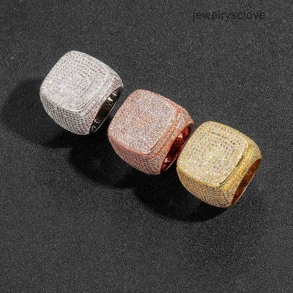ring rings designer designer for women gold ring Hot selling Hip Hop Style Ring Featuring 5A Zirconia Full-Diamond Square Ring with Bold 3D