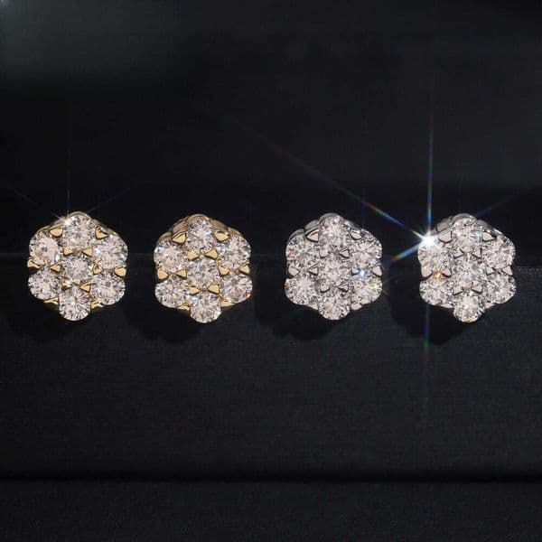 New Arrivals Luxury Fine Jewelry Hip Hop Mens Cluster Flower 925 Sterling Silver Lab Grown Diamond Earrings