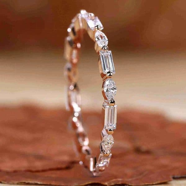 Gia Igi Certified Cvd Lab Grown Created Diamond 14k 18k Solid Gold Half Eternity Wedding Band Ring for Women Man