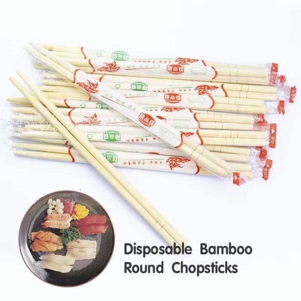 Disposable sushi chopsticks, direct factory wholesale, natural bamboo tableware, accepts customer logos, round shape, 100 packs