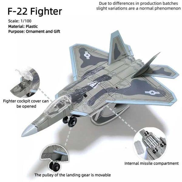 F-22 Fighter1100 assembled plastic airplane model including display rack home display and collection creative gifts L260320 L260323