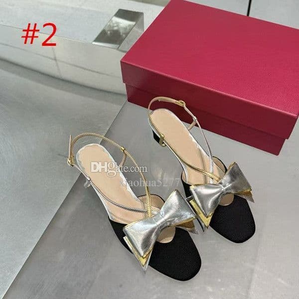 New Designer Summer Outdoor Beach Sandals Fashion Wedding Party Shoes Women's Middle Heel Baotou Formal Shoes Bow Sandals Dress Shoes Size 35-42