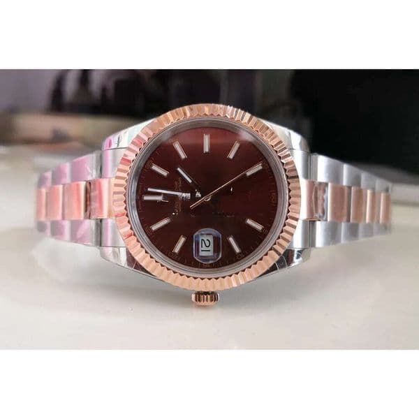 41mm Watches Men's Rose Gold Steel Mens BP Maker Factory 2813 Date 126301 Chocolate Brown 126331 Wimbledon Crystal Glass Perpetual Bracelet Watch
