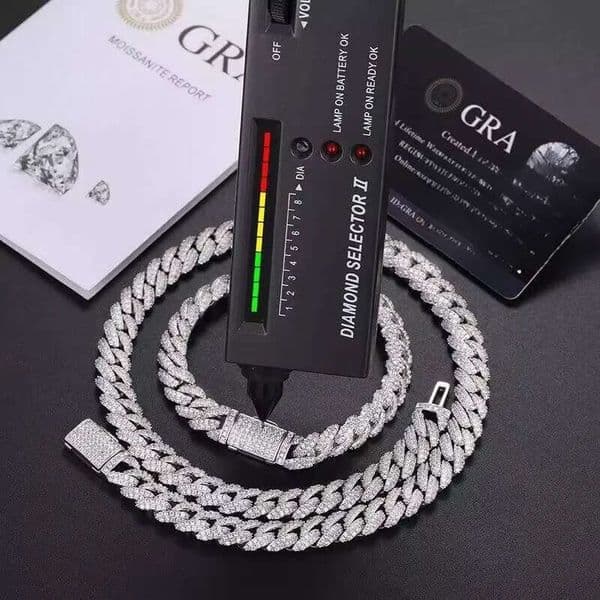 Small Size Link Necklace Hiphop Jewelry 925 Silver Rappers Moissanite Cuban Chain