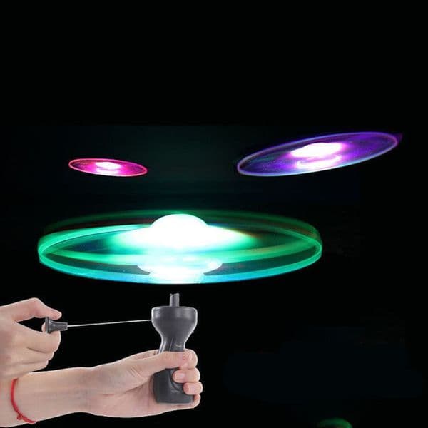 Pull String Light Up Flying Disc LED Flash UFO Kids Toy Street Stall Wholesale
