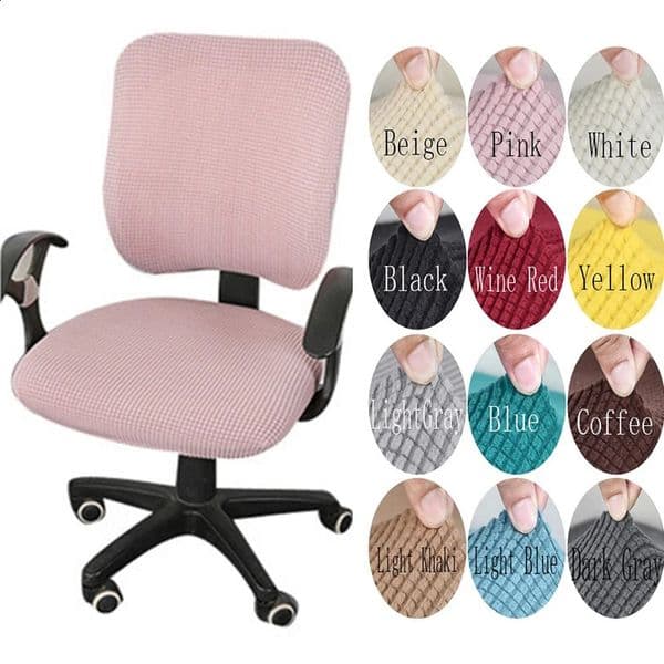 2PcsSet High Elastic Plaid Velvet Office Chair Covers Thicken Computer Spandex Split Seat Cover Armchair Home Textile 260323