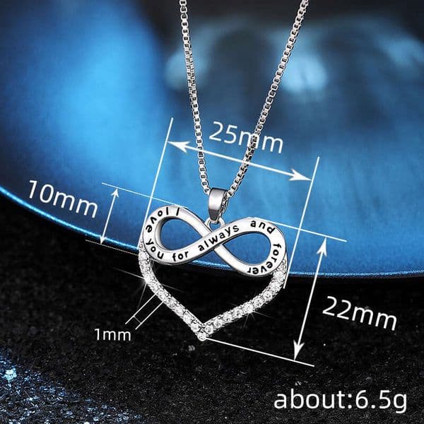 Jewelry Fashion fashion figure-eight necklace heart-shaped Moissanite pendant collarbone chain eternal love necklace