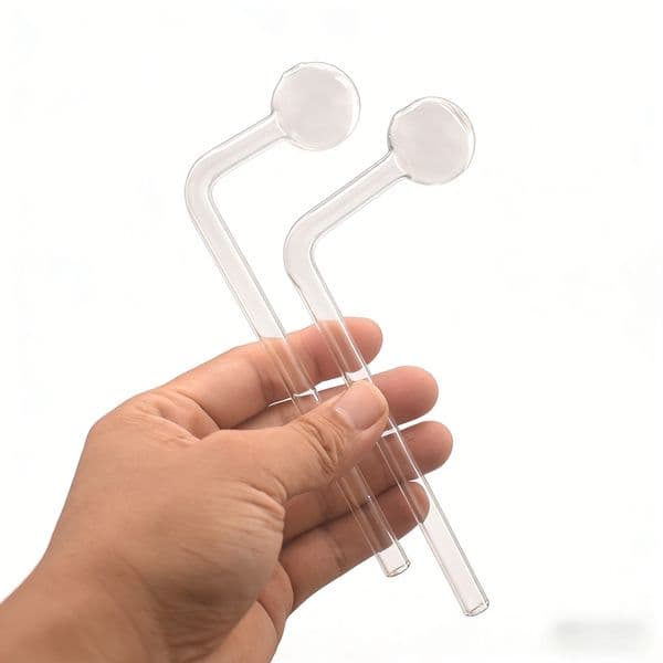 Wholelsae Clear Bent 13cm Glass Oil Burner Pipe for replace Water Top Puff Toppuff Glass Bong glass hand straw tube nails pipes for smoking