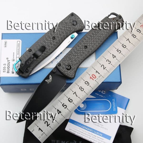 BM 535-3 Folding Knife S90V Blade Carbon Fiber Handles Sharp Field Hunting Knife Survival Tactical Tool with Pocket Clip