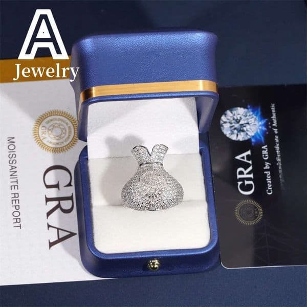 hip hop Fine Jewelry Affordable Baguette Double Heart Moissanite Championship Ring sterling silver rings for men