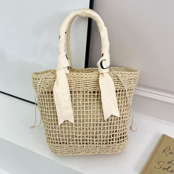 Women designer bags handbags tote bag straw bucket bag shoulder bags luxury fashion 2026 new large capacity handbag Hollowed-out travel bag & beach bag Sisi26031747