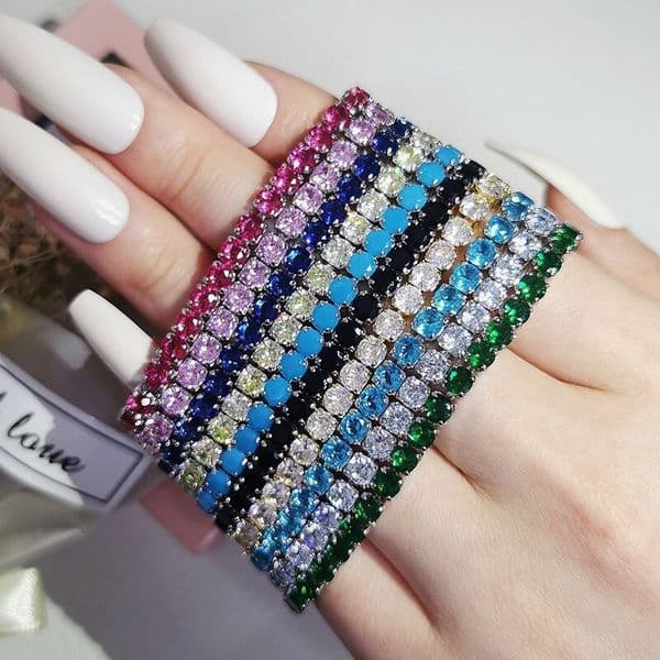 Hip-Hop Tennis Bracelet designer bracelet Jewelry Hot-Selling Zircon Women's Full Diamond Sports Style Trendy