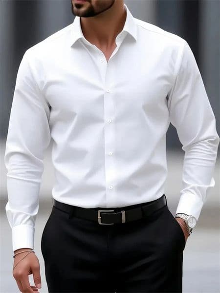 9-Color Mens Shirts Solid Color Long-Sleeve Shirts Slim Fit Wrinkle-Free Professional Shirts Collared Mens Fashion Tops 260318
