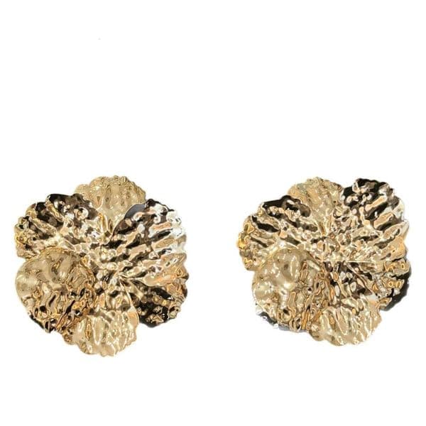European American retro exaggerated minimalist metal large flower unique earrings, cool and understated, light luxury with a high-end feel, leaf-shaped earrings