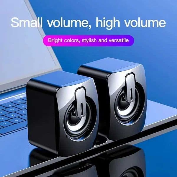 Mini Computer Speakers PC Sound Box HIFI Stereo Microphone Speaker With 35mm Audio Plug LED Light For Desktop Computer Laptops X260323