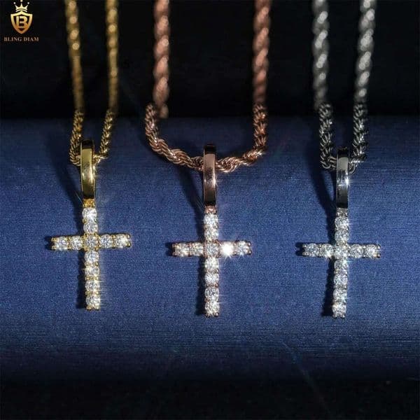 Sterling Silver 925 Iced Out VVS Diamond Hip Hop Fashion Luxury Jewelry Moissanite Cross Pendant