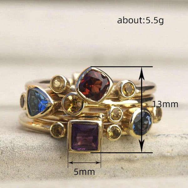 new hot-selling geometric popular Moissanite Jewelry multi-color ring unique and personalized women's ring