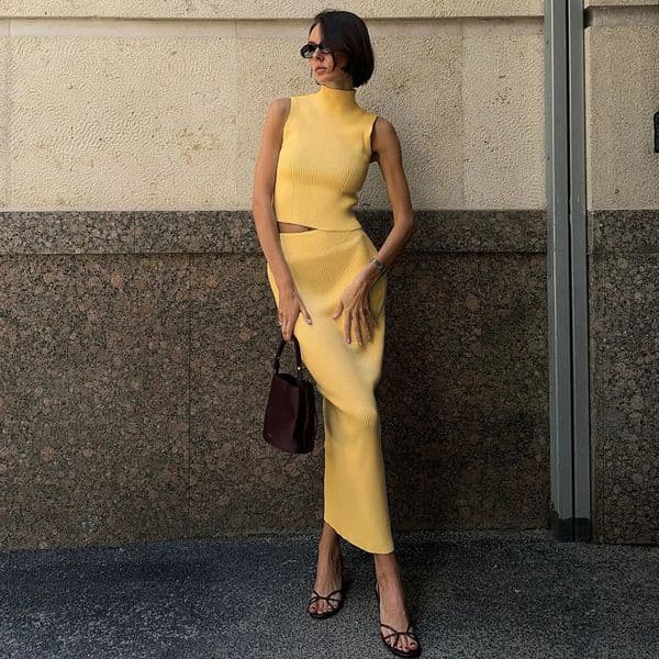 Tuularose Spring Long Skirt Two Piece Womens Elegant Knit Sleeveless Vest Top Slim Set Casual Female 260323BJ