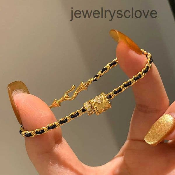 Designer Luxury Jewelry Brand Xiaohongshu Hot-Selling Gold Running Ring Black Gold Bracelet For Women Simple Fashionable Little Style Chain Brushed Sparkling Br