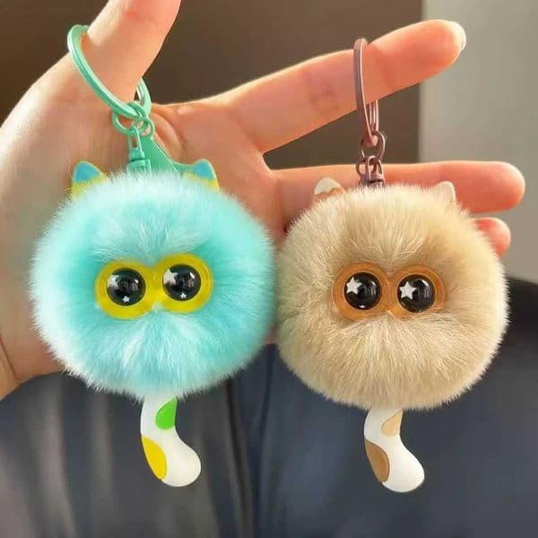 Rex Imitation Rabbit Fur Cute Kitten Car Keychain Ins Style Plush Doll Gift Backpack Pendant H260323