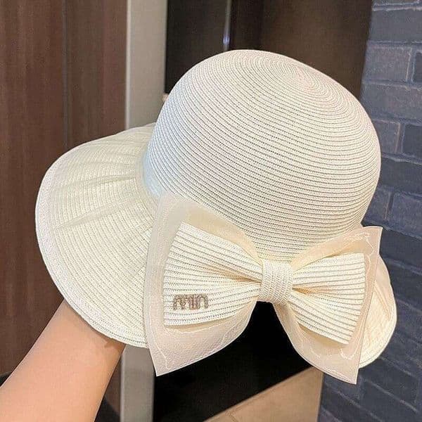 New Womens Young And Elegant Bowknot Fisherman Summer Protection Straw Hat Stylish Beh Sun Hat For Photoshoots Z260427