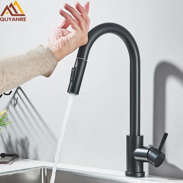 Smart Touch Sensor Kitchen Faucets Sensitive Smart Touch Control Faucet Mixer Tap Pull Out 360 Rotation Sensor Faucets 260316