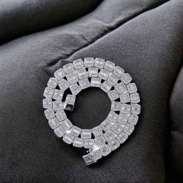 Cluster Iced Out VVS D 9mm Necklace 925 Sterling Silver Hiphop Rapper Moissanite Tennis Chain