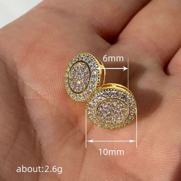 Hip Hop Moissanite Round Stud High-End Trendy Unisex Simple Versatile Internet Celebrity Earrings Elegant Classic Ear Jewelry