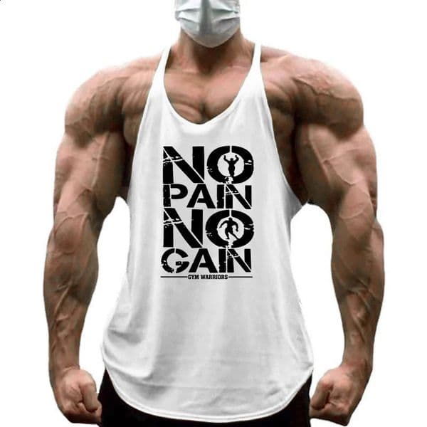 NO PAIN GAIN Workout Gym Clothing Bodybuilding Stringer Tank Top Men Cotton Vest Y Back Sleeveless Shirt Sports Singlets 260323